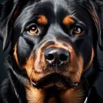 Most popular dog breeds. Image of a Rottweiler