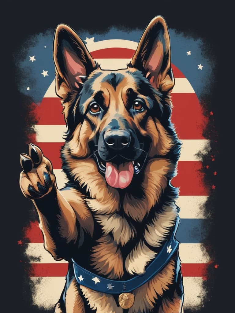 An image in Uncle Sam style of a German Shepherd