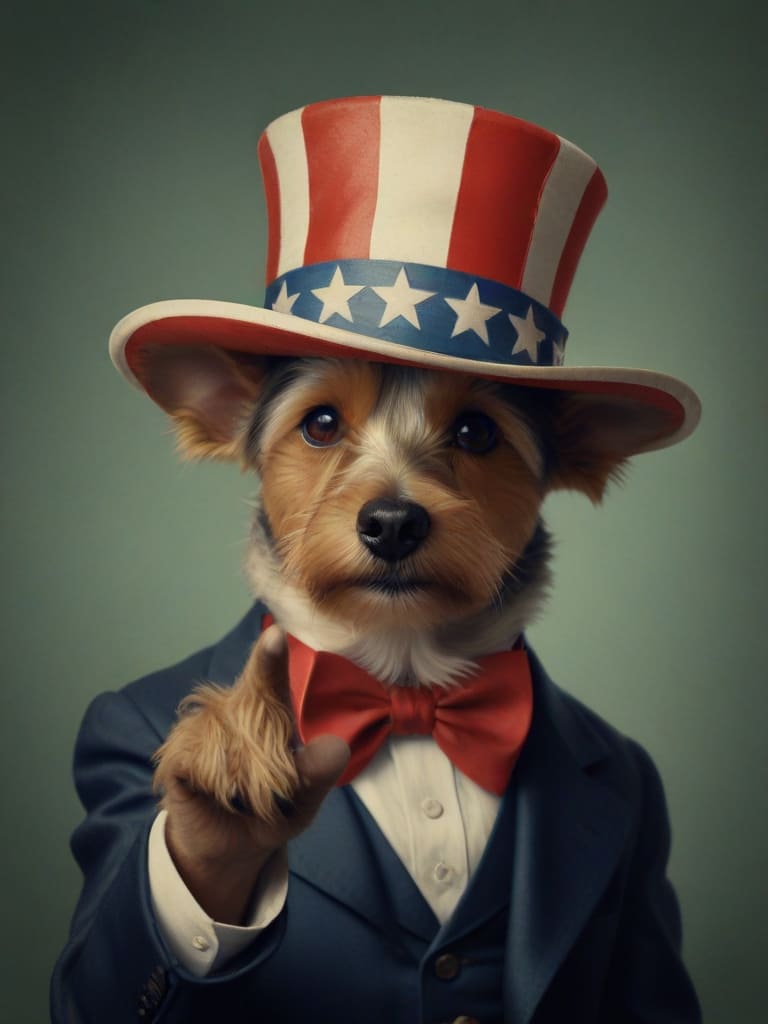 An image in Uncle Sam style of a Yorkshire Terrier