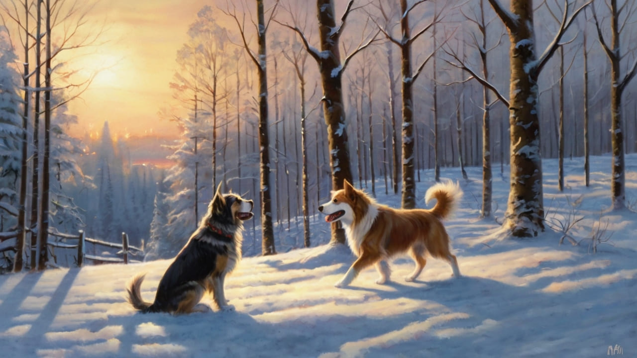 Pets in Snowy Landscapes