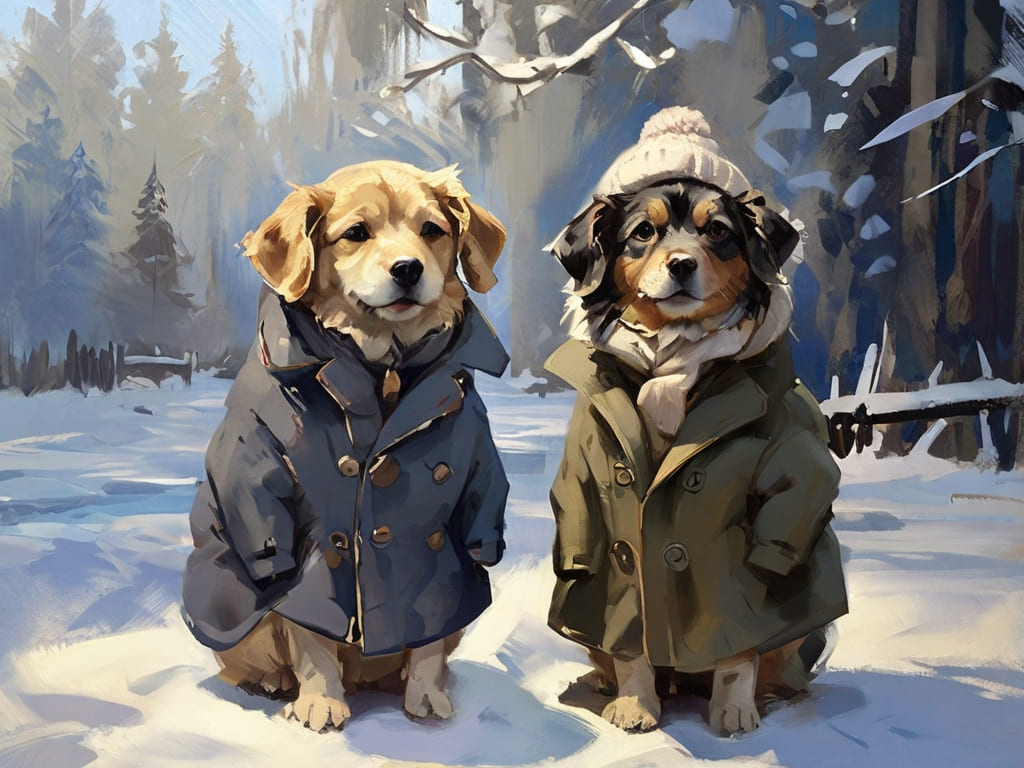 Pets in Snowy Landscapes