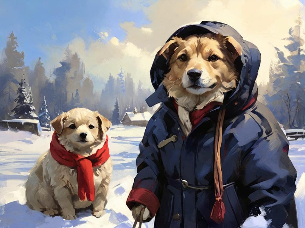 Pets in Snowy Landscapes