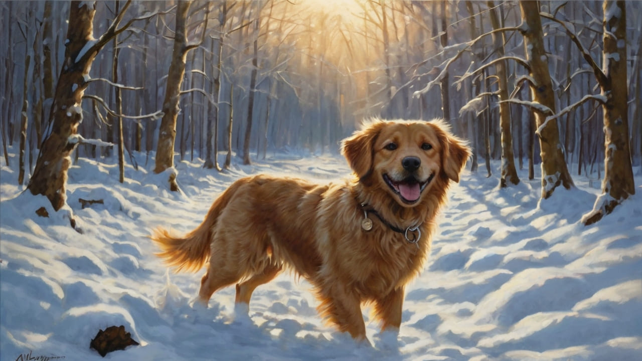 furry companions play in enchanting snowy landscapes