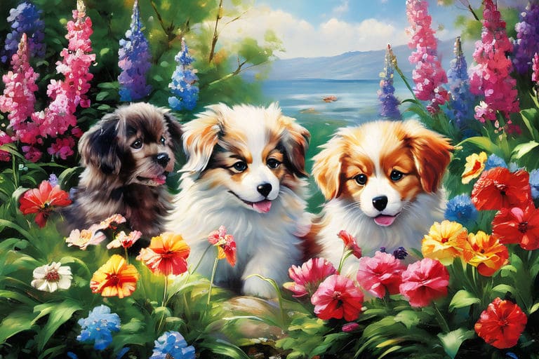 puppies and kittens in gardens