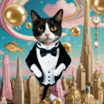 Floating cat illustration