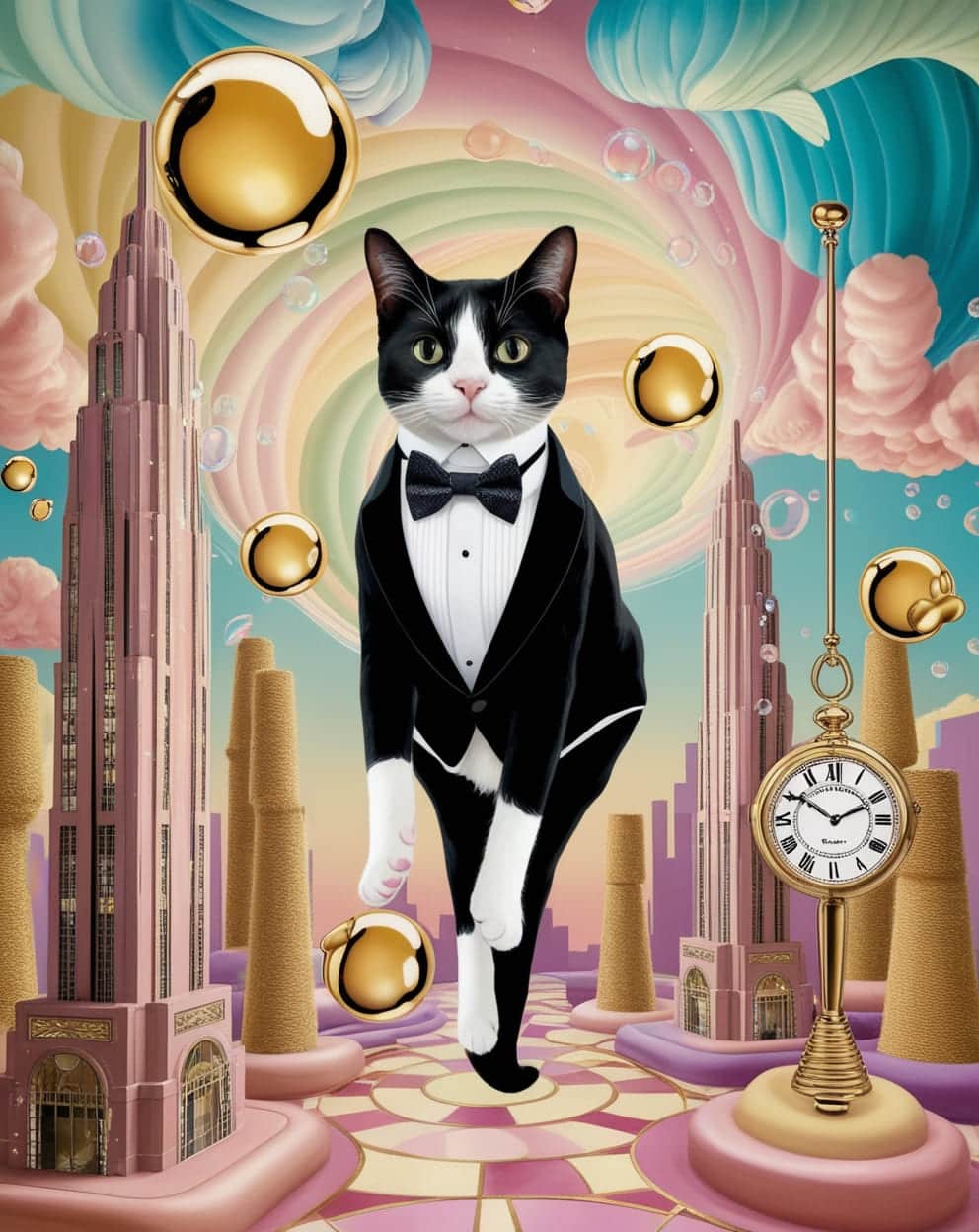 Surrealist cat art