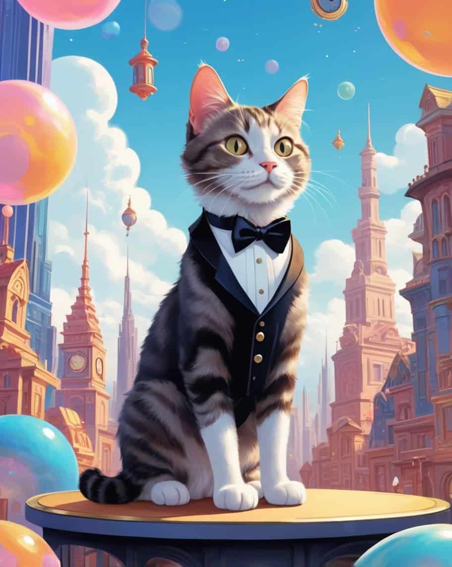 Tuxedo cats dream of Art Deco