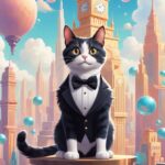 Tuxedo cats dream of Art Deco