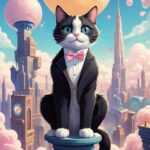 Tuxedo cats dream of Art Deco