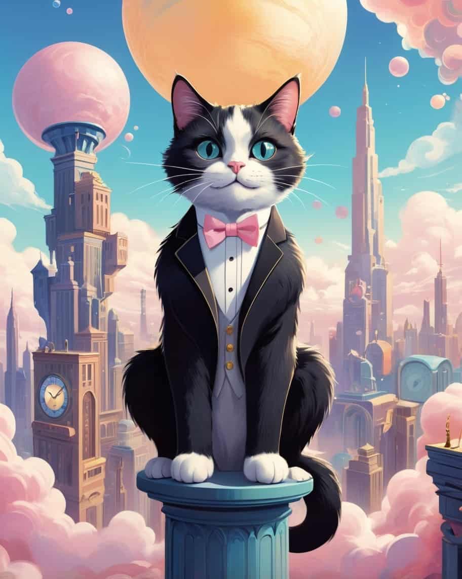 Tuxedo cats dream of Art Deco