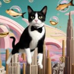 Whimsical cat cityscape