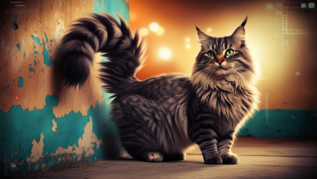 cinematic photograph of cat spraying